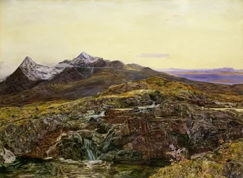 Cuillin Ridge, Skye fra Sligechan, olie på lærred fra det 19. århundrede)